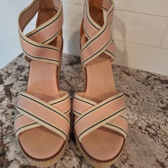 Tory Burch Frieda Platform Wedge Espadrille Open Toe Sandals Heels  size 10M - Picture 1 of 12